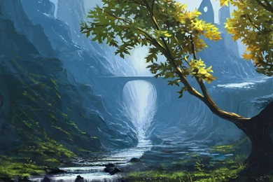 Wallpapers Oil Painting Of A Mountain Stream 2560x1440