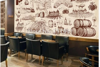 Custom 3D Restaurant Wallpapers Black And White Record Wallpapers ...