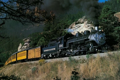 Wallpapers Mountains, Train, Smoke, Steam Locomotive In The Mountains.