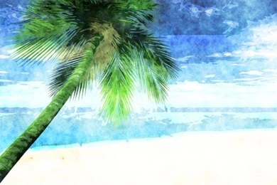 Watercolor Tropical Beach Backgrounds Vector