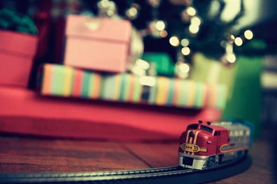 Christmas, Boxes, Tree, Gifts, Toys, Train HD Wallpapers
