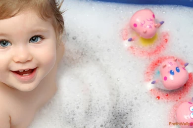 Cute Little Boy Bathing Wallpapers