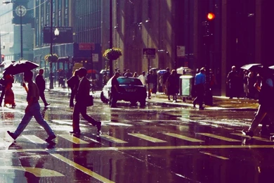 Busy Street In The Rain iPad Wallpapers Download