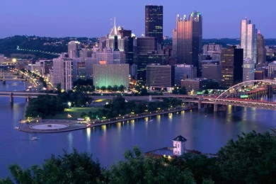 Download Busy City Bridge Bright Lights HD Wallpapers