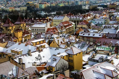 Lesser Town Mala Strana Snowy Rooftops WIDE Wallpapers   ThyWalls.com