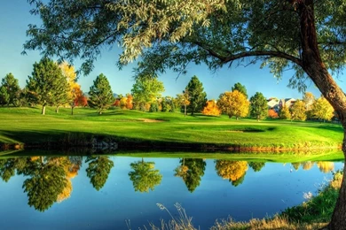 Rivers River Reflecting Autumn Fields Grass Tranquility Water Golf ...