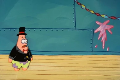 Orig SpongeBob Animation Cel & Backgrounds Patrick Mess