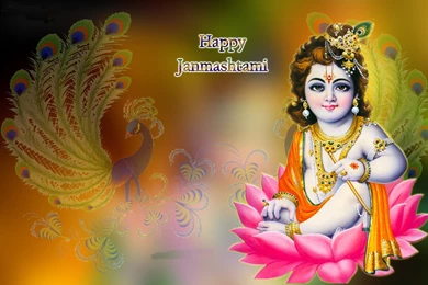 Krishna Janmashtami Greeting Card HD Wallpapers