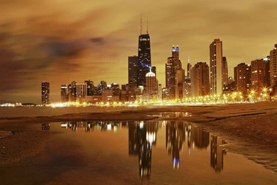 Chicago Skyscrapers On The Beach