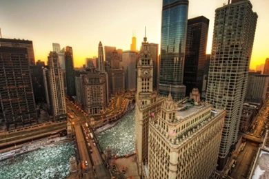 Wallpaper: Chicago, Skyscrapers, American City, Belfry, Buildings ...