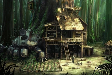 Jungle House Signs Of The Past Mech In Woods HD Wallpapers ...