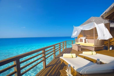 Water Bungalow Looking Out Over Lagoon HD Desktop Wallpapers ...