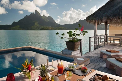 Breakfast In A Water Bungalow Bora Bora >> HD Wallpaper, Get It Now!