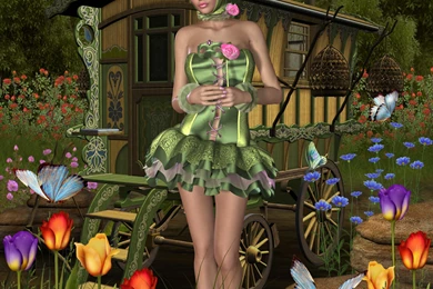 GREEN GYPSY OF GARDEN WALLPAPER   (