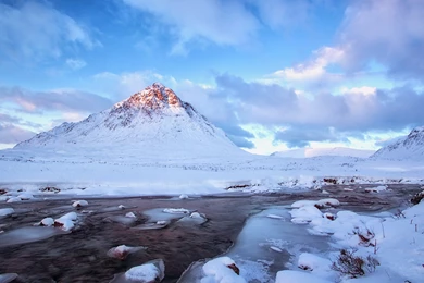 Winter Scenery Snow Mountain River Wallpapers For Desktop