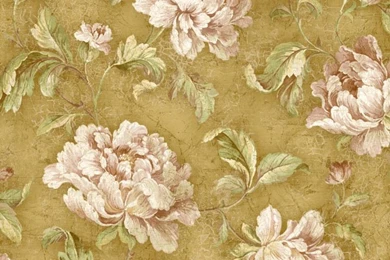 521 70401 Gold Cabbage Rose Trail   Fairwinds Studios Wallpapers