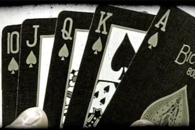 A Royal Flush Of Spades Folded Out From Behind An Ace. Vintage ...