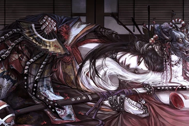 Art Sherytan Hyakkiyakou Samurai Mask Fan Katana Yarn Flowers ...