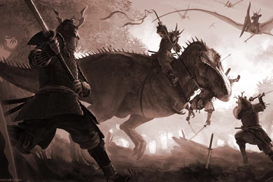 Dinosaurs, Fight, Samurai, Fantasy Art, Artwork, Warriors ...
