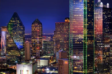 Wallpapers Night, City, USA, Texas, Dallas, Tower, Street, Lights ...