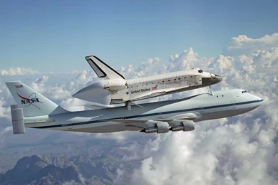 Download Wallpapers Space Shuttle Discovery And Boeing 747 (1366 X ...
