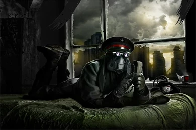 Soldiers,ruins Soldiers Ruins Gas Masks Warriors Romantically ...