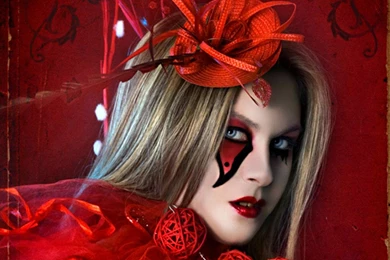 Artistik, Merah, Perempuan, Wajah, Bunga Wallpaper Backgrounds