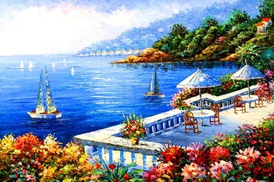 MEDITERRANEAN VIEW WALLPAPER   (