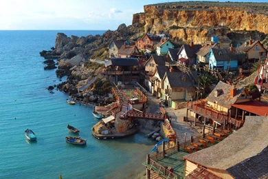 Wallpapers Popeye Anchor Bay Village Mediterranean Island Malta Hd ...