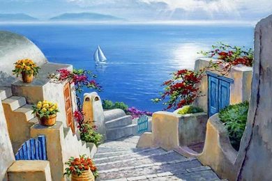 STAIRS TO THE SEA WALLPAPER   (