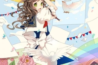 This Is A Cute Anime Wallpaper. We See An Anime Girl Painting ...