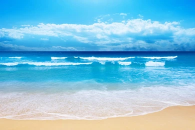 1366x768 Beach Sand Blue Sea Wallpapers