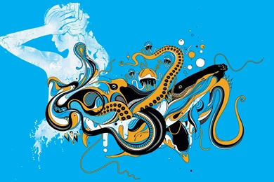 Wallpapers, Scenic, Stencil, Sea, Creature (