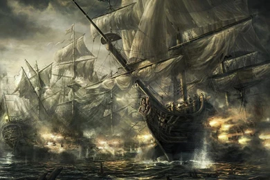 Battle Of Trafalgar Widescreen Ship Artwork Hd Wallpapers   (