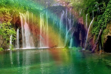 Sunrise Snow Waterfall Nature Rainbow Sky Trees   1280x1024 ...