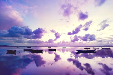 Purple Sunset In Ocean Wallpapers