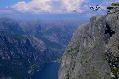 Base Jumping Parachute Rocks Skydiving Sports Wallpapers