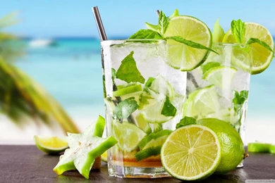 Tropical Cocktail With Lime HD Desktop Wallpapers : High Definition ...