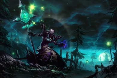Download Wallpapers 3840x2400 Necromancer, Staff, Magic, Trees ...