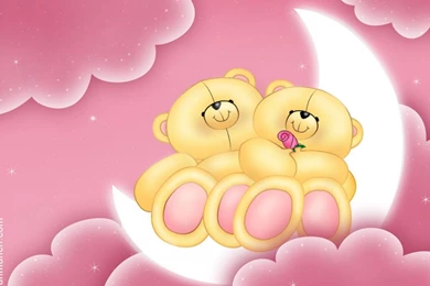 Download Wallpapers Bears Are Sitting On The Moon, Valentine's Day ...