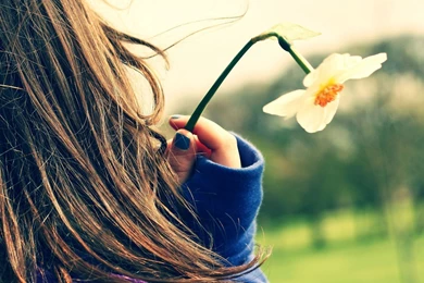 13358 Girl Holding A Daffodil 1920x1080 Photography Wallpapers ...