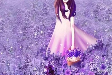 Anime Cute Little Girl In Lavender Garden iPhone 4s Wallpapers ...