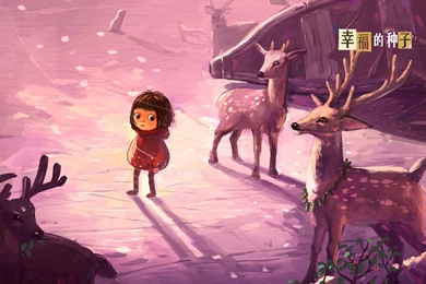 Seeds Of Happiness" Little Red Riding Hood Hand painted Wallpapers ...