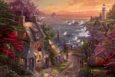 Lighthouse Pictures Thomas Kinkade Related Keywords & Suggestions ...