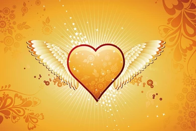 Wallpapers Hearts With Wings Gold Heart 1920x1200