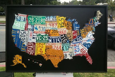 USA License Plate Map On Vintage Barnwood – Aaron Foster Designs