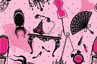 Seamless Pattern With Antique Furniture   Black Silhouettes On ...