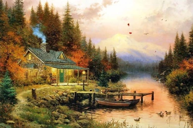 Thomas Kinkade Cottages Wallpaper, Thomas Kinkade Wallpapers ...