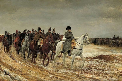 Painting Napoleon Bonaparte In Russia Winter Retreat Moscow ...