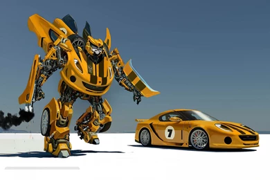 Transformers Yellow Car Black Smoke Wide HD Wallpapers   OmWallpapers